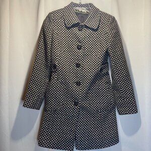 Vintage 2000's American Rag Black Polka Dot Wool Blend Button-Up Coat Womens S